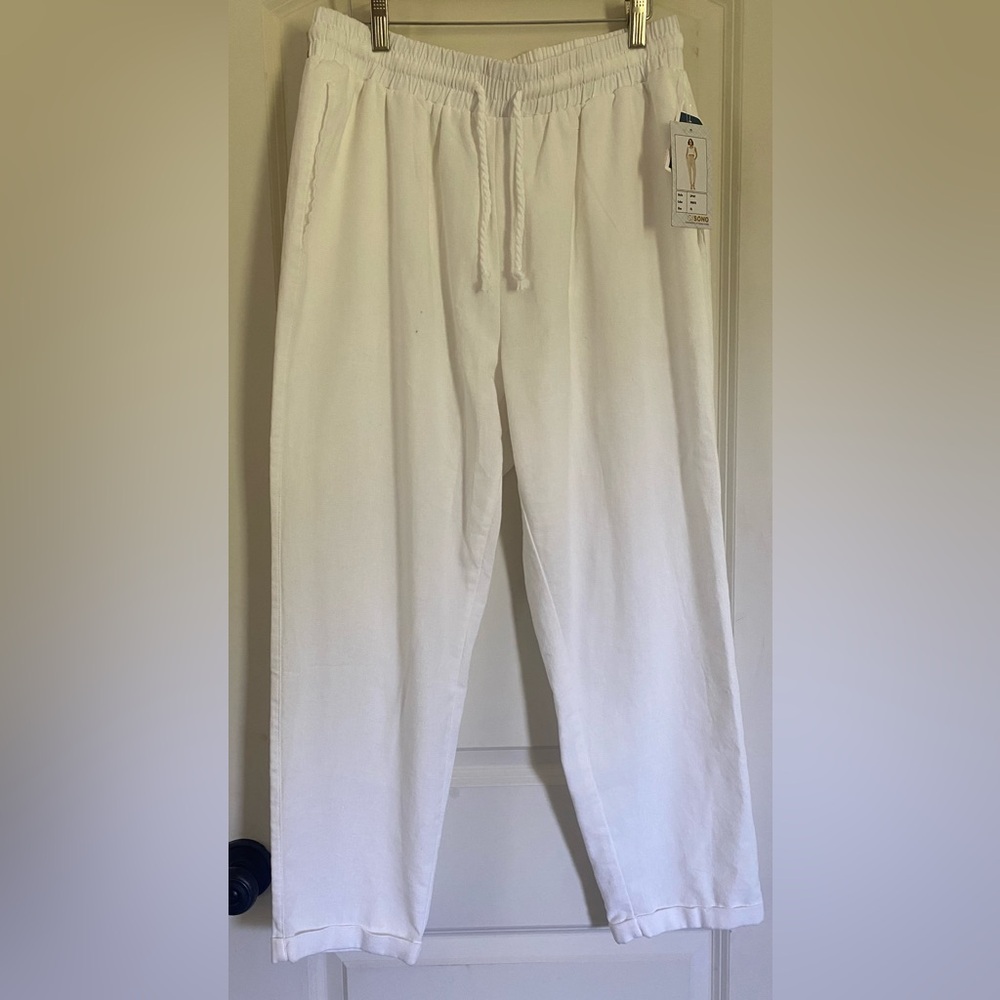 New Ci Sono White Xl Pants With Cuff, Back Pockets, And Rope Belt